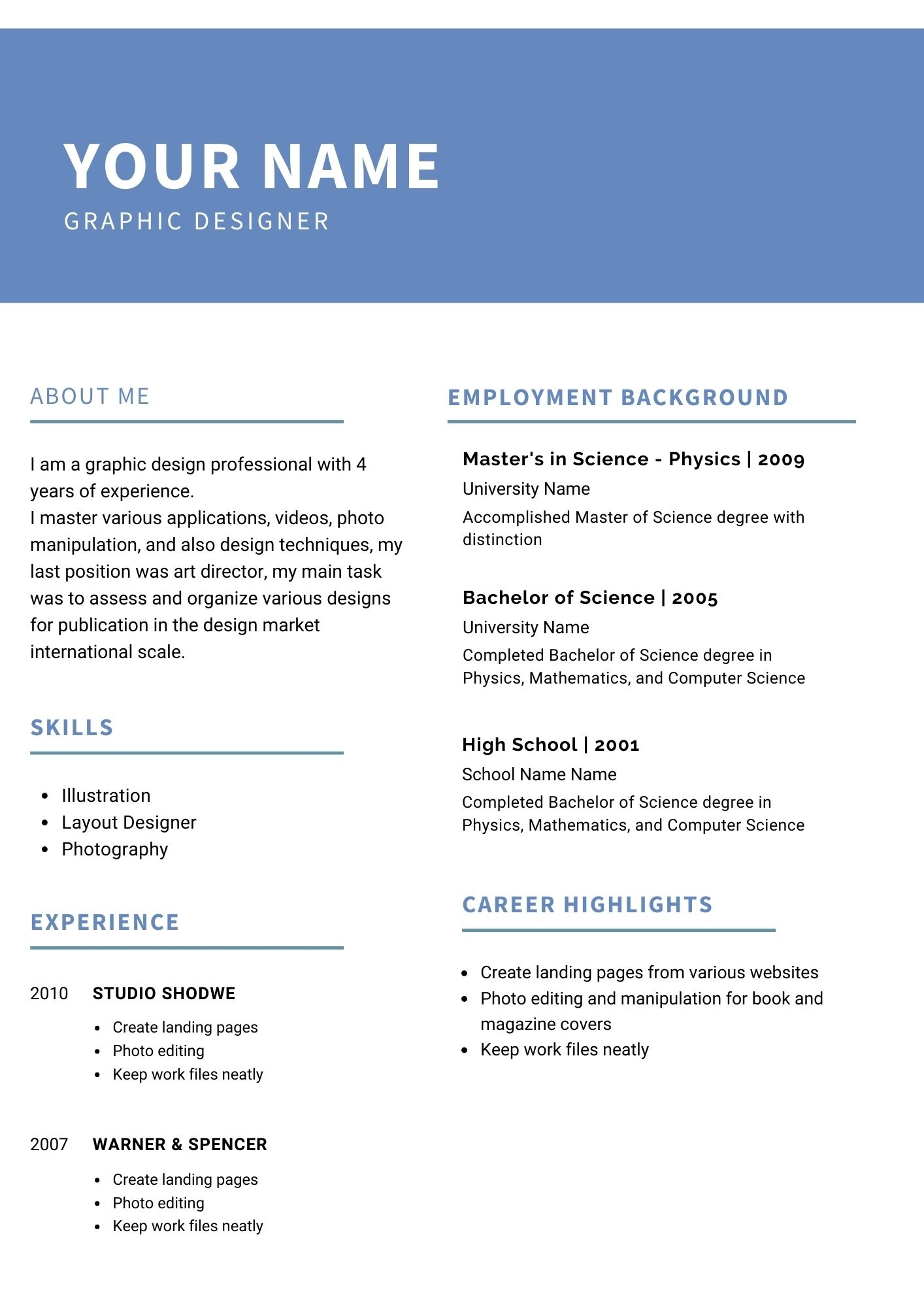 The Basic Resume Canva Template cover image